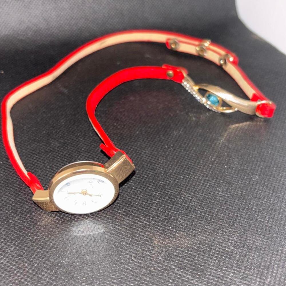 Red leather strap duoya watch